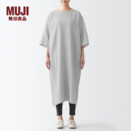 無印良品 MUJI 女式 法國亞麻水洗 七分袖連衣裙 BCL47C2S 灰色 XS-S