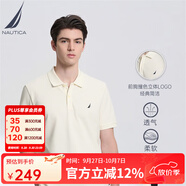 諾帝卡（NAUTICA）【單件直降】男裝夏季棉氨混紡休閑親膚透氣短袖POLO衫男KE3100 米白1BN（231） XL