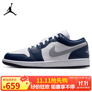耐克NIKE男休閑鞋喬丹AJ1 JORDAN1低幫運(yùn)動(dòng)鞋553558-141白藍(lán)灰44.5