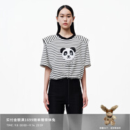 RE'VAN芮范夏季新品設(shè)計(jì)師款萌趣熊貓頭條紋拼接T恤RN31001215 橫條紋 XS/34