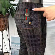 啄木鳥(niǎo)（TUCANO）歐貨高端男士休閑褲秋冬新款潮流格子休閑長(cháng)褲直筒修身筒高檔西褲 灰色【高品質(zhì)】 M  90-110斤