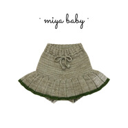 MIya MP經(jīng)典針織裙褲女童秋冬加厚ins風(fēng)手工爆米花寶寶百褶半身裙 灰綠色褲裙30%羊毛_建議拿大一碼 100 cm