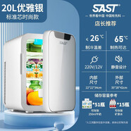 小米（MI）生態(tài)鏈品牌SAST迷你車(chē)載冰箱制冷制熱兩用學(xué)生宿舍化妝品蔬菜冷藏 玻璃面板車(chē)家兩用-優(yōu)雅銀 20L