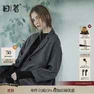 日著原創(chuàng)暗條紋羊毛西裝短外套2025秋季新款復(fù)古氣質(zhì)西服外套 深灰 M