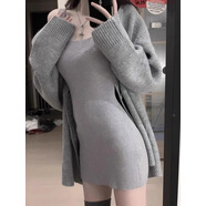 小紅書(shū)爆款氣質(zhì)高級感韓版針織吊帶裙女秋冬款純欲高冷御姐風(fēng)包臀 套裝開(kāi)衫+吊帶 XL 均碼