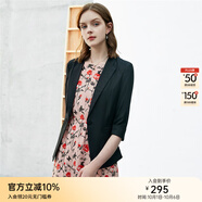顏域簡(jiǎn)約半袖西裝外套女夏裝新款通勤顯瘦氣質(zhì)職業(yè)短款西服 黑色 S/36