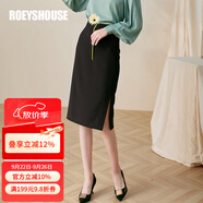 ROEYSHOUSE羅衣簡約黑色半身裙女秋裝新款知性OL修身包臀中長裙子01645 黑色 S