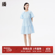 播春夏季新款荷葉袖娃娃裙可愛風(fēng)圓領(lǐng)連衣裙女DDQ2LD5020 B10 M