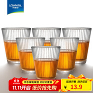 樂唯詩（NERVISHI） 玻璃杯錘紋玻璃水杯家用牛奶杯果汁杯高顏值水杯簡約茶杯飲料杯 【豎紋杯】220ML*6