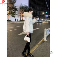 皮爾卡丹（pierre cardin）東北狐貍毛領(lǐng)鵝絨羽絨服女2025年冬季短款寬松韓版小個(gè)子保暖外套 白色【白鵝絨+真狐貍毛】 S 100-120斤