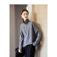 塔馳密司（touchmiss）女裝衛衣冬季新款蠶絲羊毛垂感斗篷蕩領(lǐng)蝙蝠袖中長(cháng) 花灰色 S