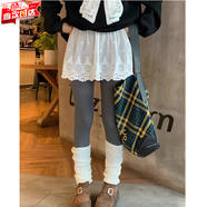 oein屁簾蕾絲半身裙裙簾韓系女裝秋冬白紗下擺內搭疊穿遮胯A字短裙子 白色裙長(cháng)28 M