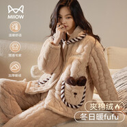 貓人【加絨加厚三層夾棉】女士睡衣女冬厚款棉服家居服可外穿25年新品