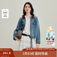 茵曼（INMAN） 章若楠同款復(fù)古短款牛仔外套秋長袖上衣 牛仔藍-18538234 XL