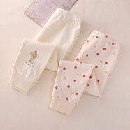 印品棉棉屋兩件裝兒童竹節棉薄款長(cháng)褲男女寶寶純棉防蚊褲睡褲休閑哈倫褲 蘋(píng)果小狗組 秋褲2條裝（秋冬款） 90