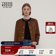 Teenie Weenie小熊女裝秋季復(fù)古風(fēng)美式美拉德時(shí)髦短款?yuàn)A克外套休閑 棕色 M (165)