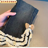 壹號鳳女童褲子小童加絨長(cháng)褲加厚喇叭褲寶寶韓版洋氣牛仔褲 圖片色奧利絨 100