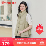 坦博爾羽絨服馬甲女立領(lǐng)寬松外搭短款羽絨背心外套TD236006 奶茶棕 175