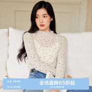 樂町甜美風(fēng)波點(diǎn)百搭針織衫小半高堆堆領(lǐng)針織衫打底衫 卡其波點(diǎn)（預(yù)售） M
