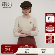 Teenie Weenie小熊秋季正肩修身長(zhǎng)袖T恤打底衫白色柔軟短款上衣女 燕麥色 M (165)
