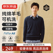 京東京造【可機洗羊毛衫】毛衣針織衫男V領(lǐng)25秋冬新款外套 藏青色 XL