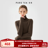 茶·愫【明星同款】puretea茶愫高領(lǐng)針織衫女堆堆袖打底毛衣秋季新款 深咖（高領(lǐng)） S