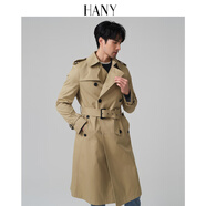 漢尼（HANY）德式戰壕風(fēng)衣男復古中長(cháng)款英倫風(fēng)西裝商務(wù)卡其色外套休閑男裝秋季 特洛斯卡其 【單碼定制版型】 L (50) 【建議150-170斤】