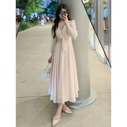 馨悠潔大碼A字裙釘珠裙女早秋季顯瘦邊 粉色【高級(jí)感超好看/梨形身材/顯高/微胖】 M (建議80-100斤)