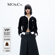 MO&Co.運動風絲絨感雙鏈MC章仔學院風棒球服夾克外套設(shè)計感小眾 黑色 S 160