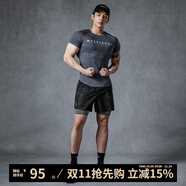 MUSCLE DOG肌肉狗 運動T恤男夏季潮牌針織修身透氣休閑訓練服健身衣健身短袖 深灰藍色 XL