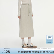 范思藍恩半拉領(lǐng)廓形落肩加絨加厚重磅衛(wèi)衣女冬季2024新款14491 燕麥灰半身裙 M