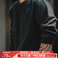 馬登工裝美式300G重磅純棉T恤男米白色圓領(lǐng)長(zhǎng)袖春秋打底衫男士衛(wèi)衣 黑色 L