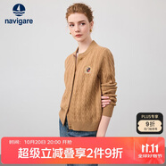 Navigare意大利小帆船全羊毛長(zhǎng)袖針織開(kāi)衫保暖毛衣2334094508 古巴砂 L 