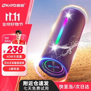 雷登（OHAYO）X10 Ultra音響藍牙音箱 40W大功率音量超重低音炮戶外防水迷你小鋼炮便攜式隨身騎行音響 紫色