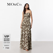 MO&Co.長(zhǎng)裙春夏浪漫抽象筆觸印花桑蠶絲棉紗高腰吊帶裙連衣裙摩安珂 抽象筆觸色 M 165