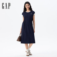 蓋璞女裝2025夏季新款刺繡logo抽繩收腰中長(cháng)棉質(zhì)無(wú)袖連衣裙764900