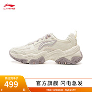 李寧紅糖減震回彈反光經(jīng)典休閑鞋女25潮流復古輕量低幫運動鞋AGCV128 米白色/月紗灰-3 38