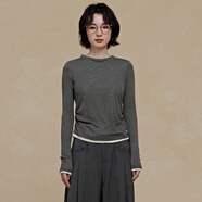 pit親膚舒適顯瘦T恤打底衫女冬內搭T恤109B440378 灰色 S