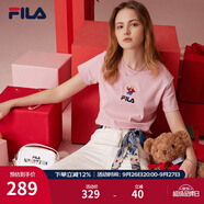 斐樂（FILA）官方女士短袖T恤夏印花運(yùn)動(dòng)女裝針織短袖套頭衫小熊T刺繡上衣 麥町粉-PK S 160/80A