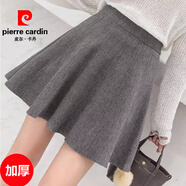 皮爾卡丹（pierre cardin）高腰針織百褶傘裙毛線蓬蓬短裙2025新款秋冬韓版松緊女a(chǎn)字半身裙 灰色 加厚 均碼 建議80-150