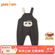 博睿恩男女寶寶背帶褲秋季卡通連體褲子兒童個(gè)性洋氣小童外出褲 深灰(加絨款) 100