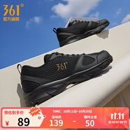 361°運(yùn)動(dòng)鞋男鞋秋季透氣網(wǎng)面跑鞋黑色通勤輕質(zhì)戶外慢跑步鞋 曜石黑/皇冠金【透氣網(wǎng)布】 44