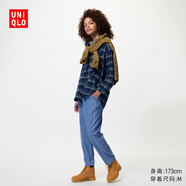 優(yōu)衣庫女裝棉質(zhì)牛仔松緊九分褲/水洗產(chǎn)品加長(cháng)款66cm~68cm 478210 478210/65寶藍色 XS