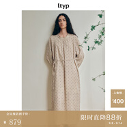 旅途原品ltyp 漢麻棉幾何剪花連衣裙 文藝優(yōu)雅波點連衣裙長裙女秋 燕麥米-幾何提花 S