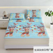 網(wǎng)紅加厚印花床笠款乳膠涼席三件套家用全包席夢思床墊保護罩 哪吒 三件套 床單 150cm*200cm