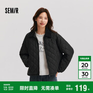 森馬（Semir）棉服女燈芯絨翻領(lǐng)菱形格復古2024冬三防寬松輕薄棉衣109724112007
