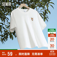 森馬（Semir）【多彩涼感T】短袖t恤女夏中長款寬松舒適刺繡上衣109324100007