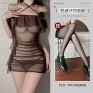 性感情趣內衣套裝包臀裙約會(huì )制服戰袍女2024新款 性感襪子1元特價(jià)氣質(zhì)包臀透膚裙+性感開(kāi)襠黑絲襪 80-120斤