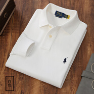 POLO SPORT美國代購保羅男士長(cháng)袖POLO衫男RL純棉翻領(lǐng)小馬標修身時(shí)尚休閑上衣 白色 S 建議130-150斤
