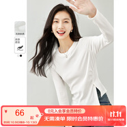 梵希蔓春秋打底衫可外穿2025新款黑白內(nèi)搭長袖t恤女修身收腰上衣 M3289 米白色 L